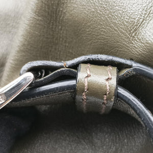 Pre-owned Prada Triangle logo Green Leather BZ032L backpack/rucksack | stylenewstar