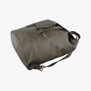 Pre-owned Prada Triangle logo Green Leather BZ032L backpack/rucksack | stylenewstar