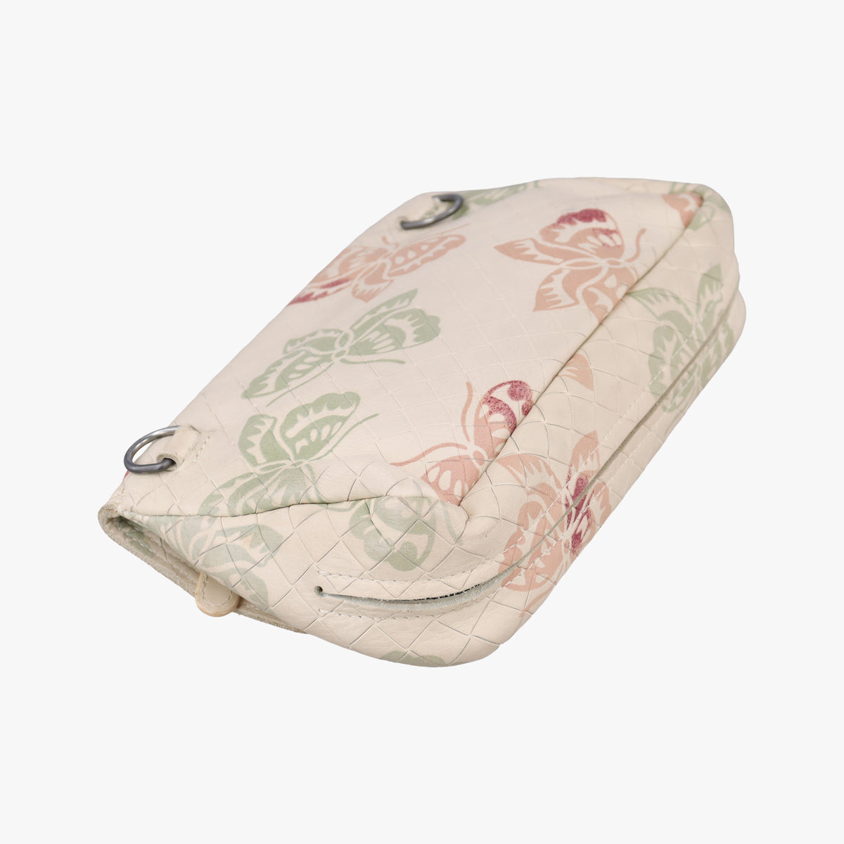 Pre-owned Bottega Veneta Intrecciato butterfly White x Multicolour lambskin  shoulderbag | stylenewstar