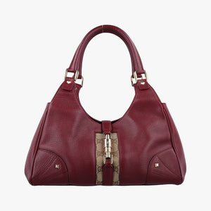 Pre-owned Gucci New Jackie Burgundy Leather×canvas 124407 shoulderbag | stylenewstar