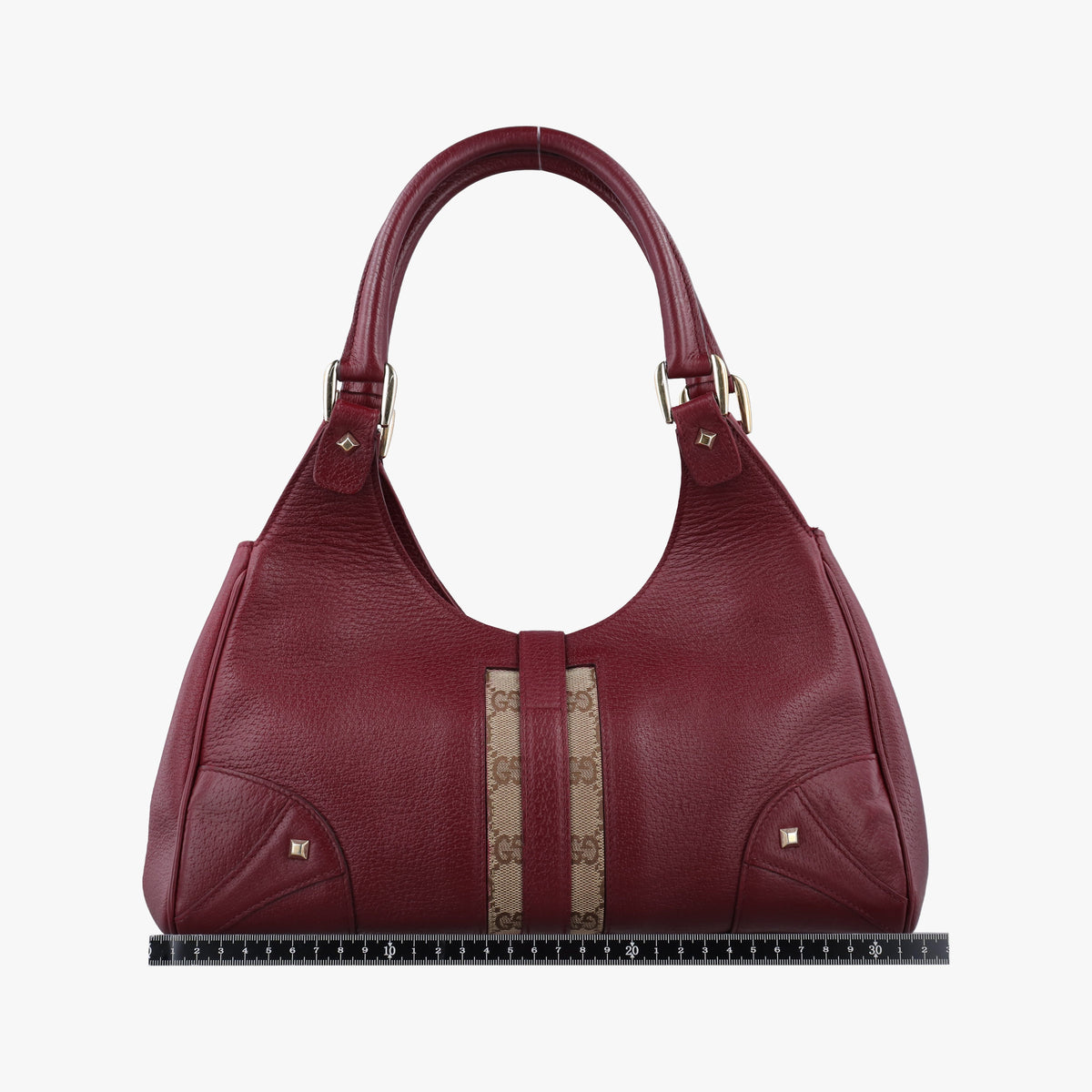 Pre-owned Gucci New Jackie Burgundy Leather×canvas 124407 shoulderbag | stylenewstar