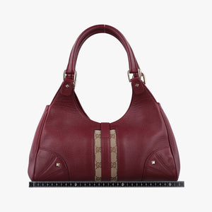 Pre-owned Gucci New Jackie Burgundy Leather×canvas 124407 shoulderbag | stylenewstar
