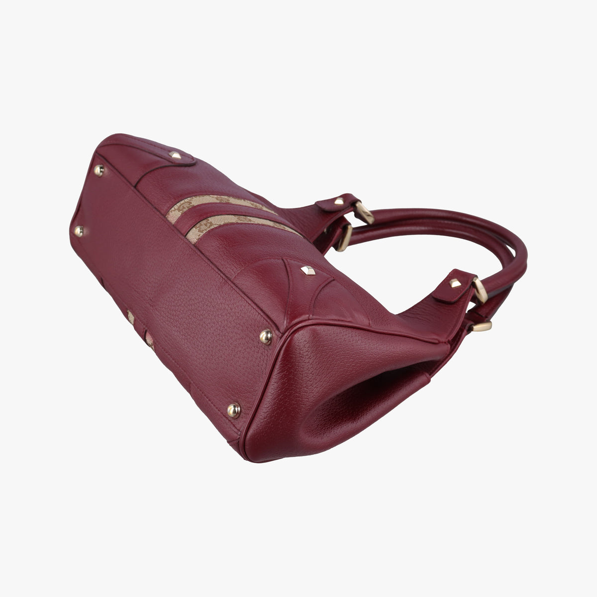 Pre-owned Gucci New Jackie Burgundy Leather×canvas 124407 shoulderbag | stylenewstar