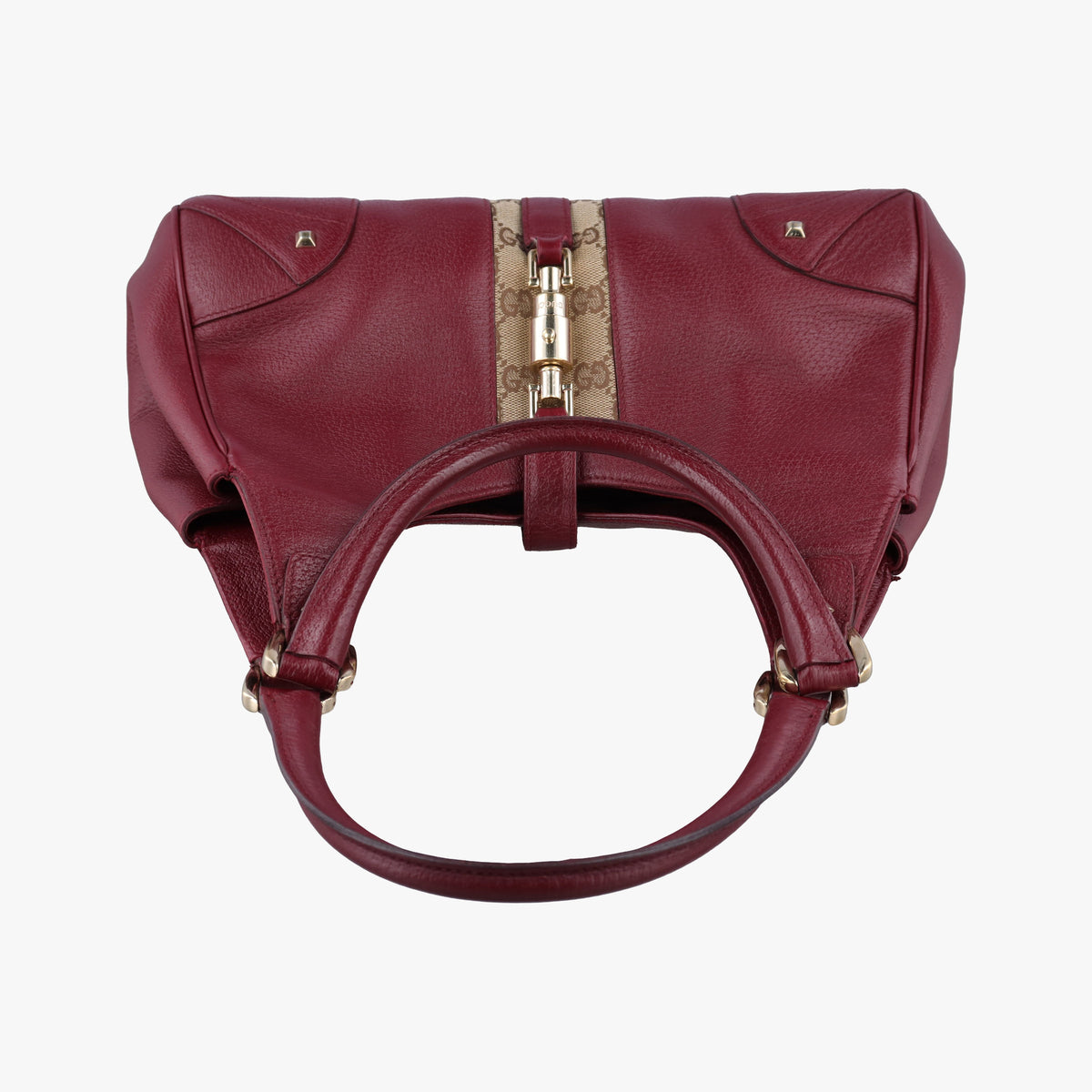 Pre-owned Gucci New Jackie Burgundy Leather×canvas 124407 shoulderbag | stylenewstar