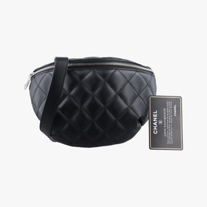 Pre-owned Chanel Uniform Black Leather  bum bag/waist bag | stylenewstar