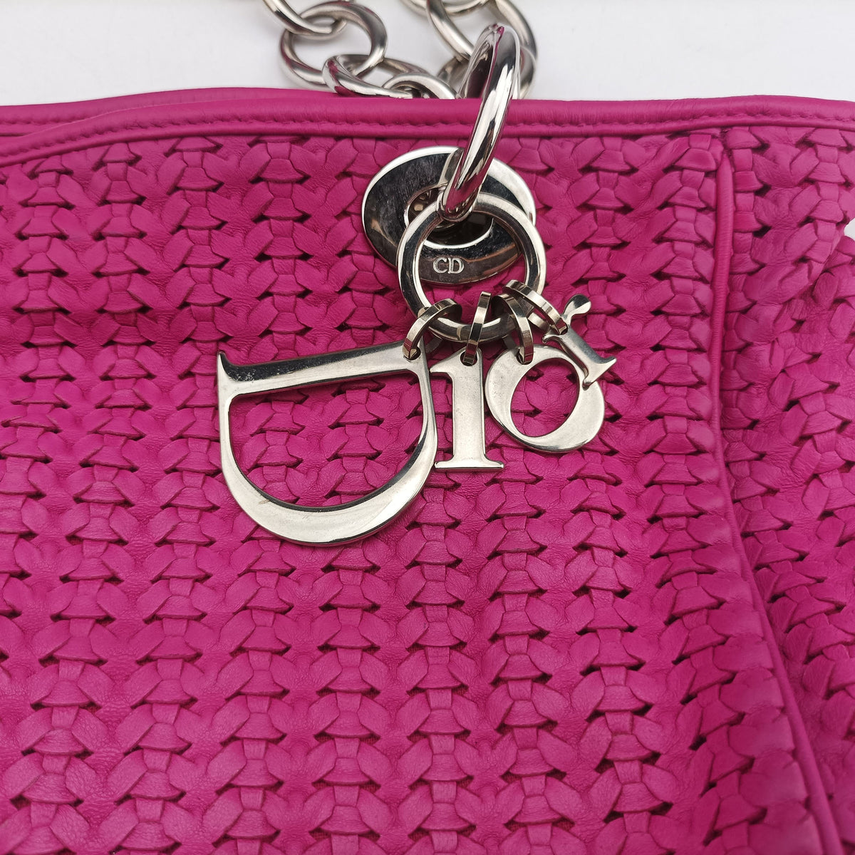 Pre-owned Christian Dior Soft Lady Dior INTRECCIATO Tote Rose lambskin  shoulderbag | stylenewstar