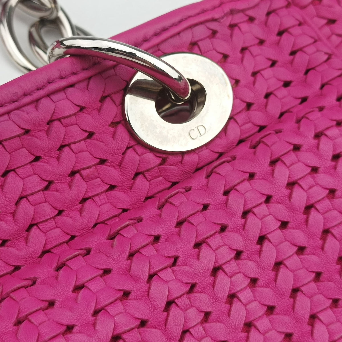 Pre-owned Christian Dior Soft Lady Dior INTRECCIATO Tote Rose lambskin  shoulderbag | stylenewstar