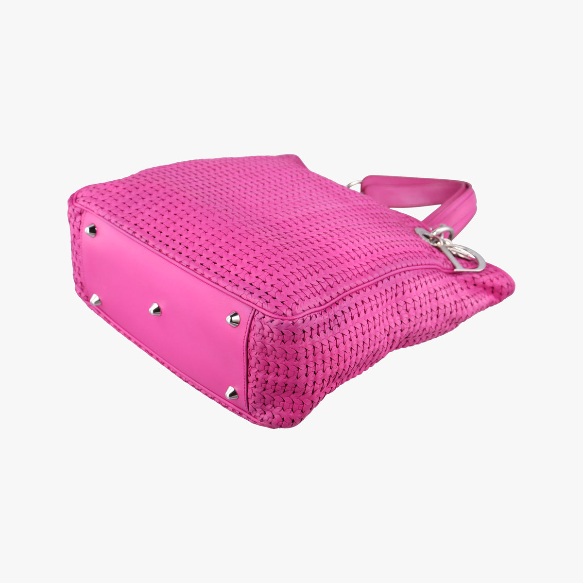 Pre-owned Christian Dior Soft Lady Dior INTRECCIATO Tote Rose lambskin  shoulderbag | stylenewstar