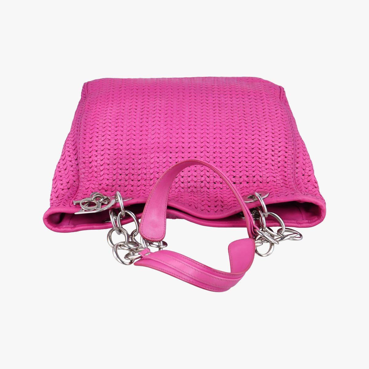 Pre-owned Christian Dior Soft Lady Dior INTRECCIATO Tote Rose lambskin  shoulderbag | stylenewstar