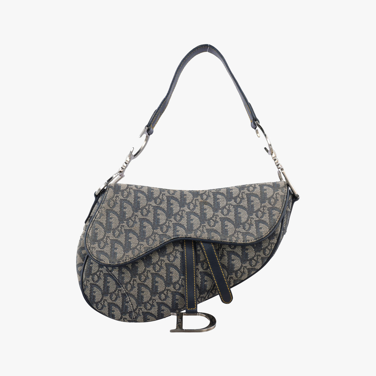 Pre-owned Christian Dior Saddle Navy Jacquard  shoulderbag | stylenewstar