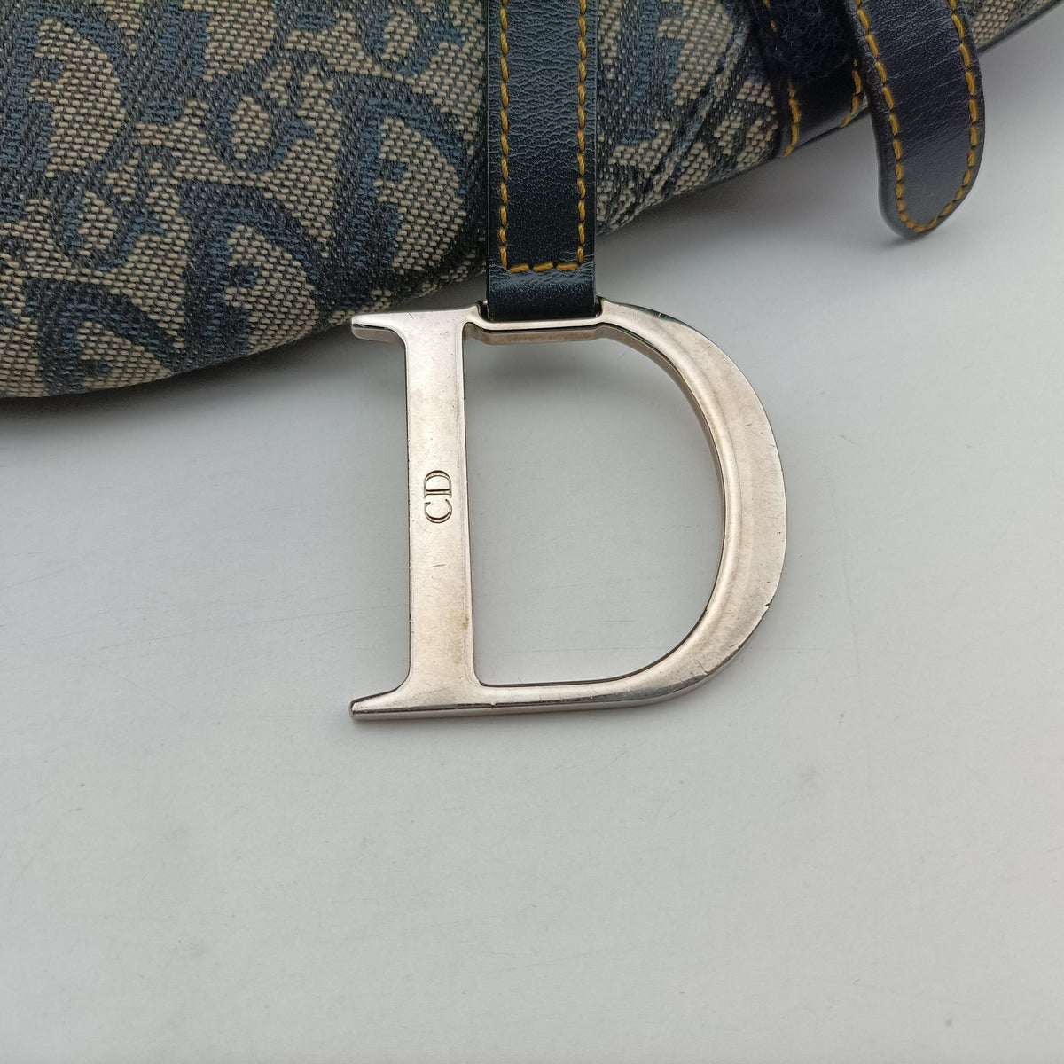 Pre-owned Christian Dior Saddle Navy Jacquard  shoulderbag | stylenewstar