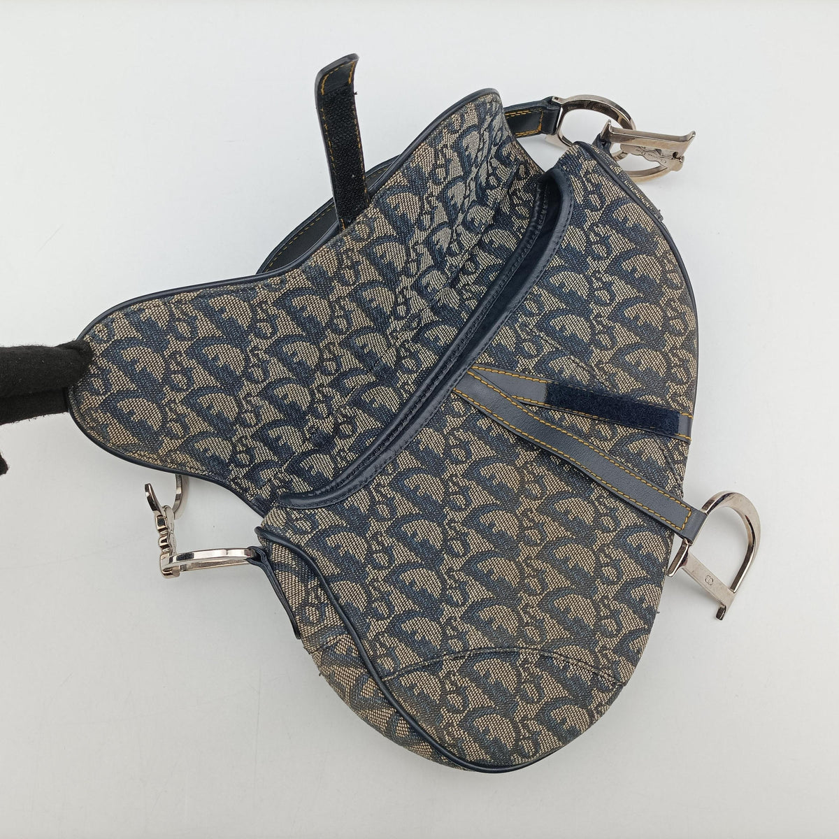 Pre-owned Christian Dior Saddle Navy Jacquard  shoulderbag | stylenewstar