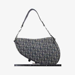 Pre-owned Christian Dior Saddle Navy Jacquard  shoulderbag | stylenewstar