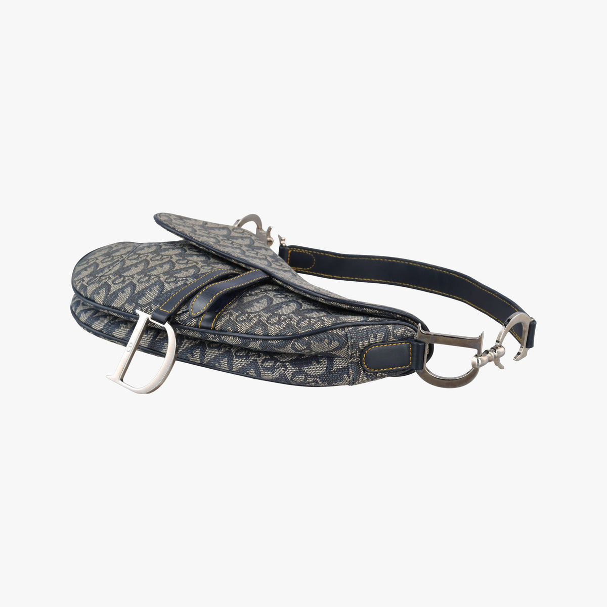 Pre-owned Christian Dior Saddle Navy Jacquard  shoulderbag | stylenewstar