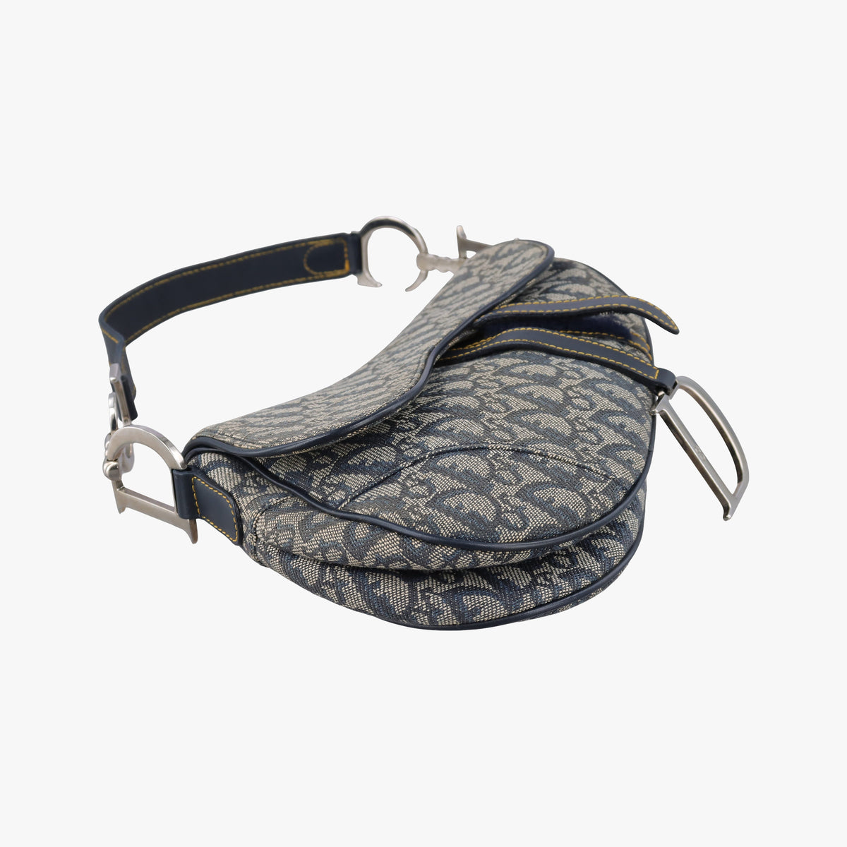 Pre-owned Christian Dior Saddle Navy Jacquard  shoulderbag | stylenewstar