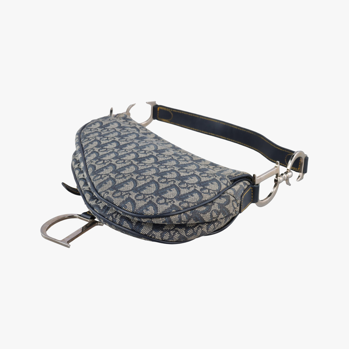 Pre-owned Christian Dior Saddle Navy Jacquard  shoulderbag | stylenewstar