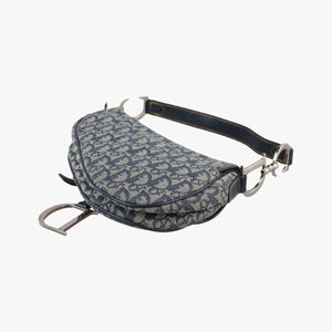 Pre-owned Christian Dior Saddle Navy Jacquard  shoulderbag | stylenewstar