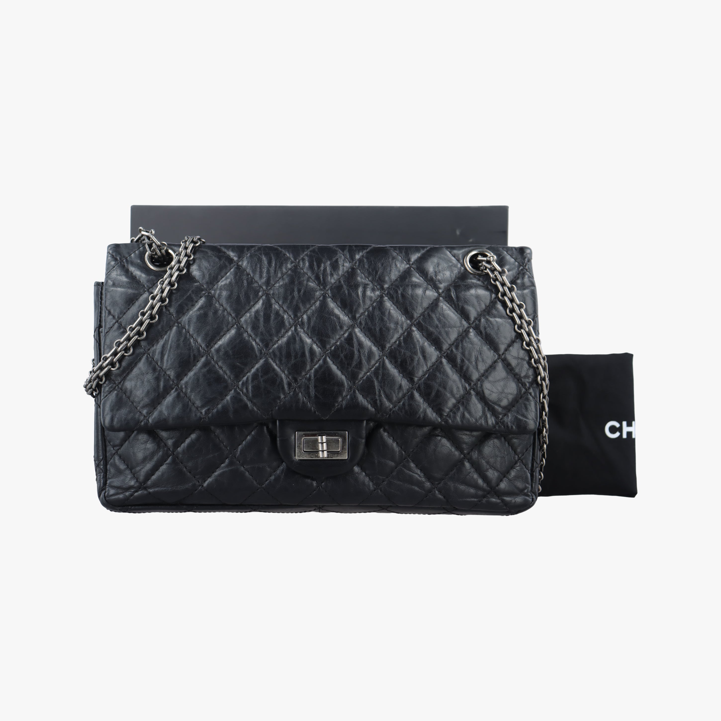 Pre-owned Chanel 2.55 Matelasse Black Lambskin  shoulderbag | stylenewstar