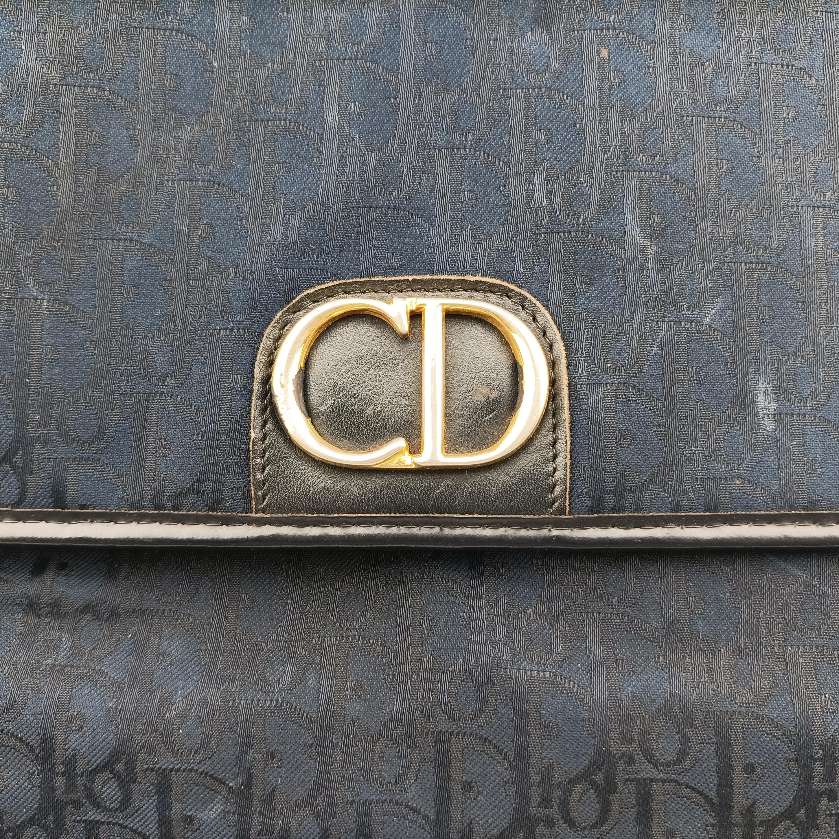 Pre-owned Christian Dior Trotter Navy Canvas  shoulderbag | stylenewstar
