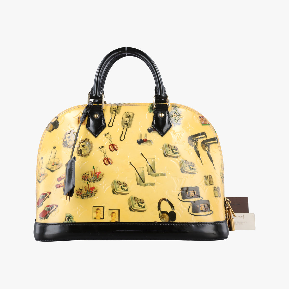 Pre-owned Louis Vuitton Alma PM Sticker Collection Ivory×black×multi Vernis M50466 handbag | stylenewstar