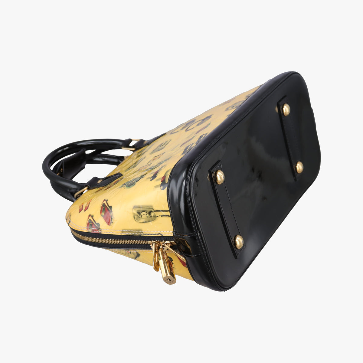 Pre-owned Louis Vuitton Alma PM Sticker Collection Ivory×black×multi Vernis M50466 handbag | stylenewstar