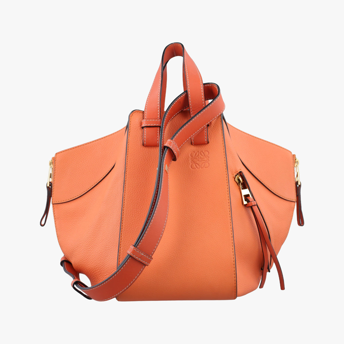 Pre-owned Loewe Hammock Orange Leather  shoulderbag | stylenewstar
