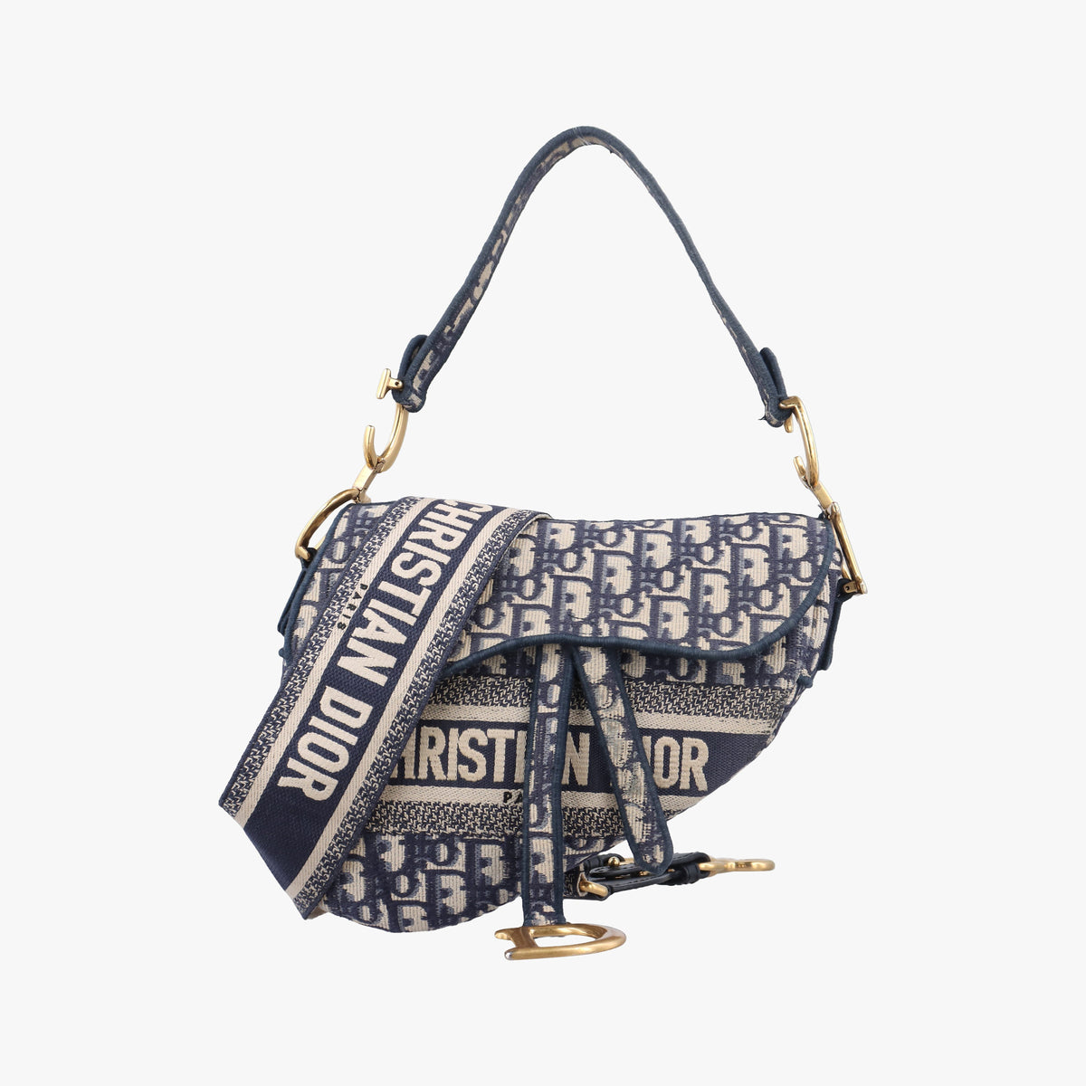 Pre-owned Christian Dior Saddle Navy Jacquard  shoulderbag | stylenewstar