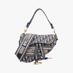 Pre-owned Christian Dior Saddle Navy Jacquard  shoulderbag | stylenewstar