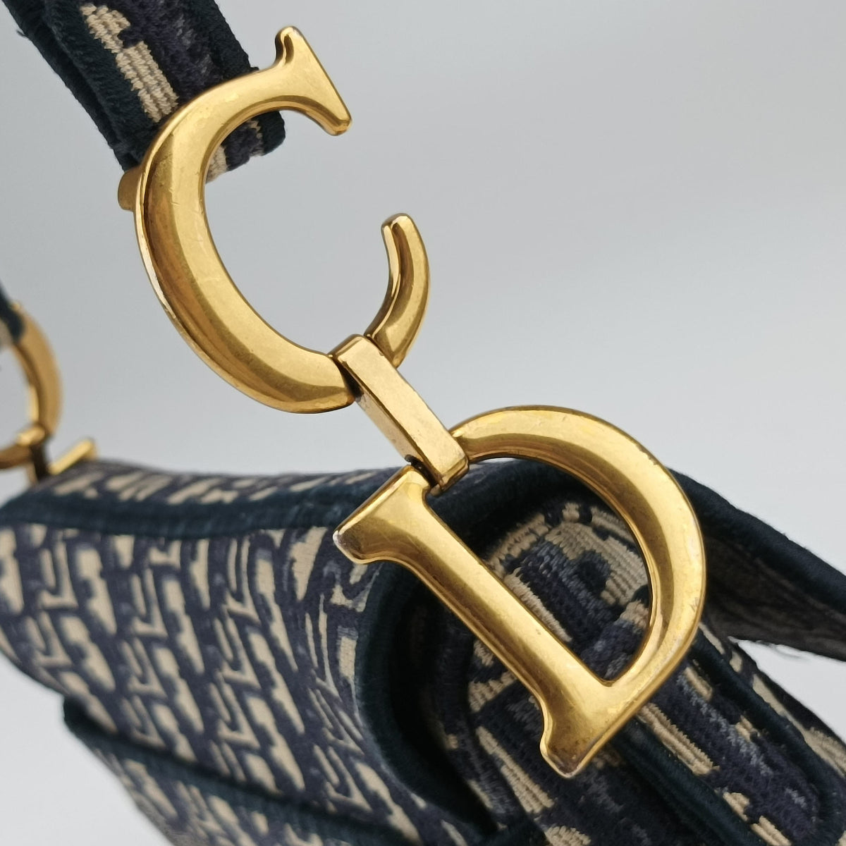 Pre-owned Christian Dior Saddle Navy Jacquard  shoulderbag | stylenewstar
