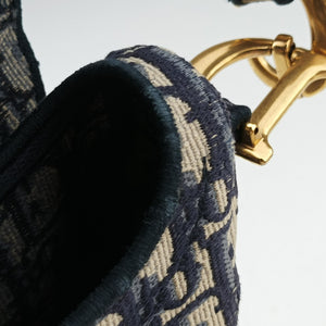 Pre-owned Christian Dior Saddle Navy Jacquard  shoulderbag | stylenewstar