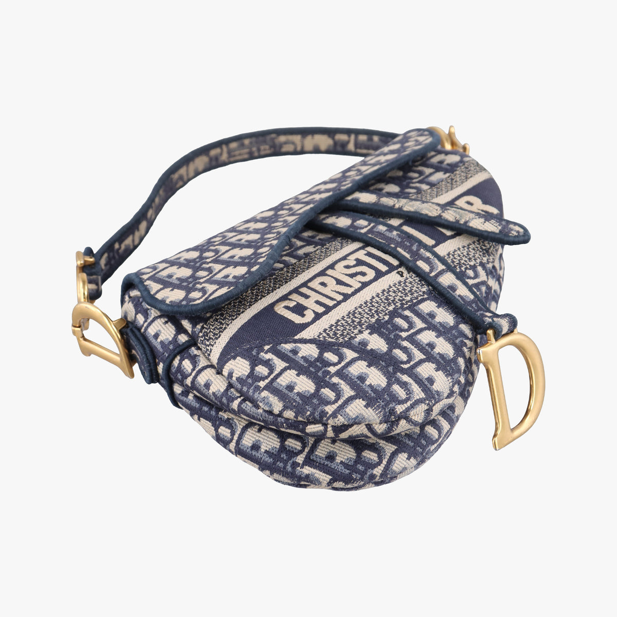 Pre-owned Christian Dior Saddle Navy Jacquard  shoulderbag | stylenewstar