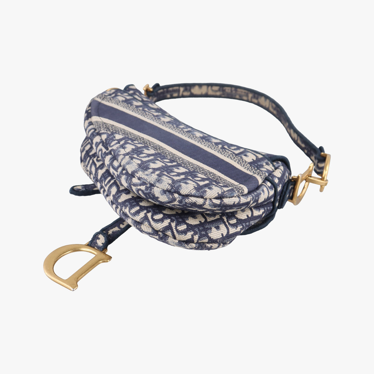 Pre-owned Christian Dior Saddle Navy Jacquard  shoulderbag | stylenewstar