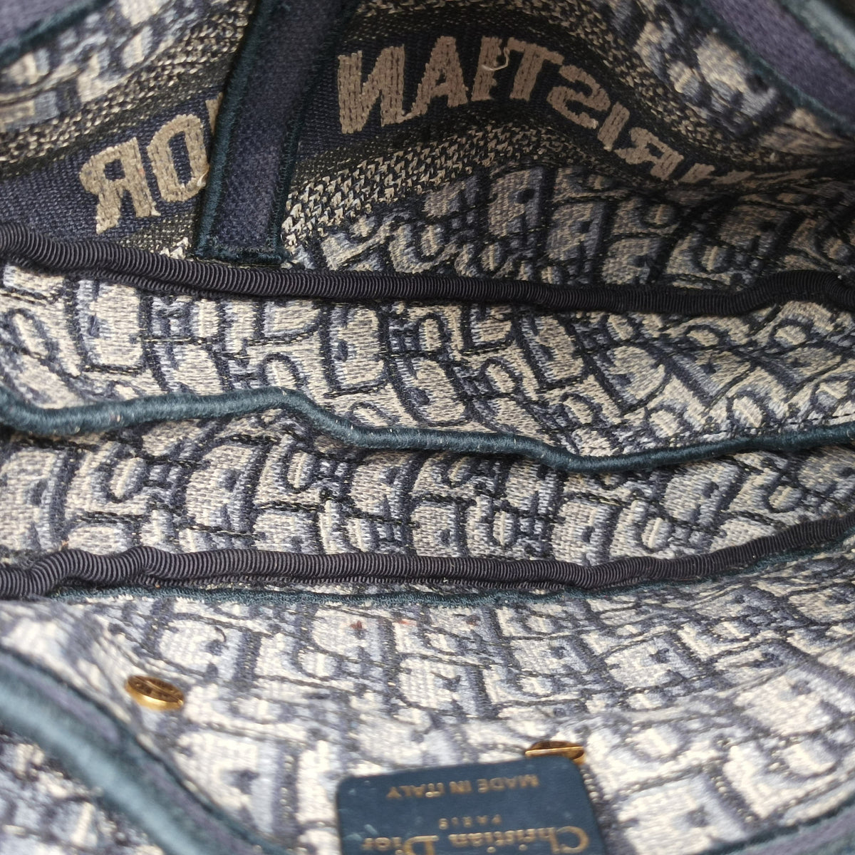 Pre-owned Christian Dior Saddle Navy Jacquard  shoulderbag | stylenewstar