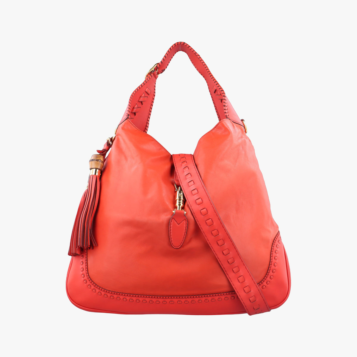 Pre-owned Gucci new jackie Red Leather 219704 shoulderbag | stylenewstar