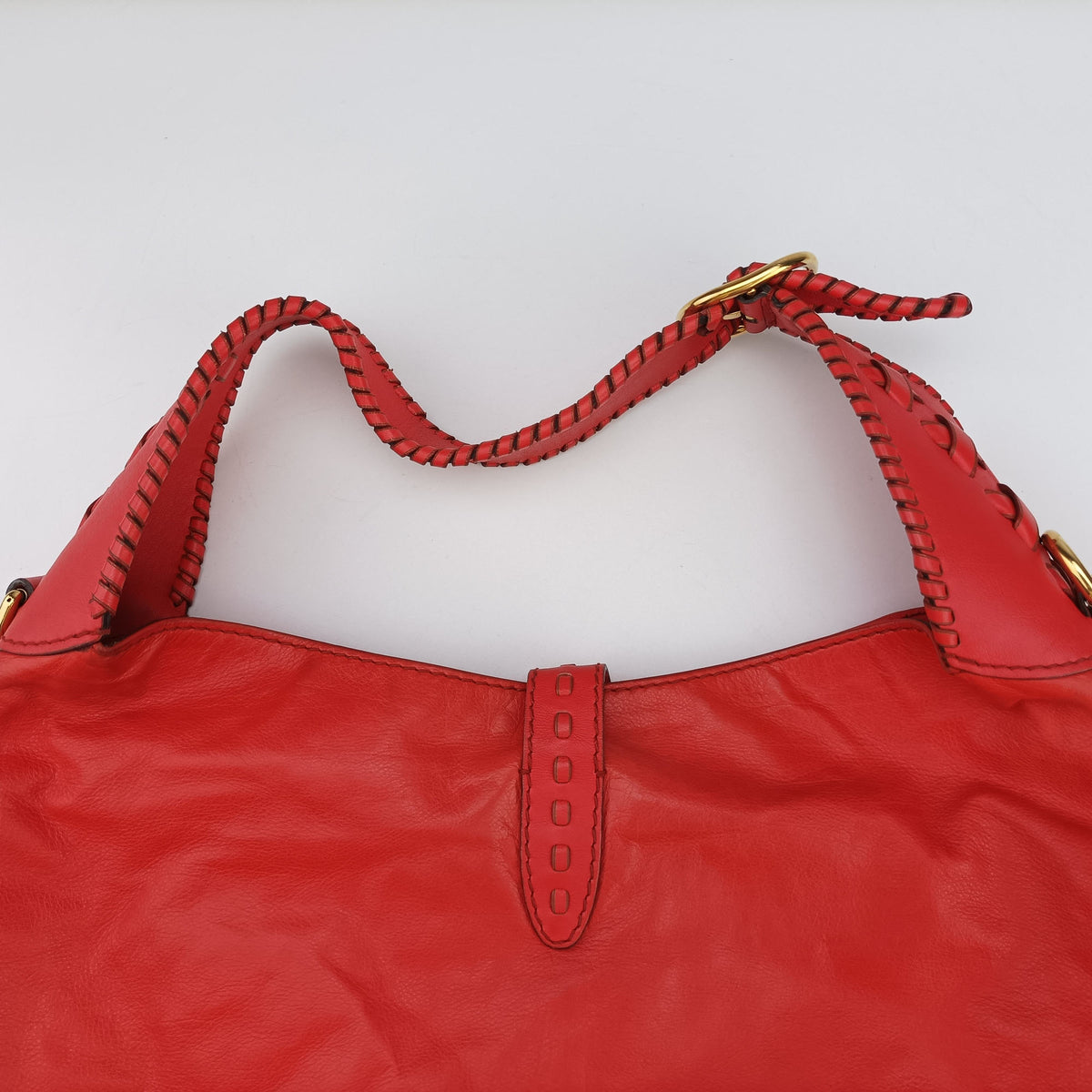Pre-owned Gucci new jackie Red Leather 219704 shoulderbag | stylenewstar