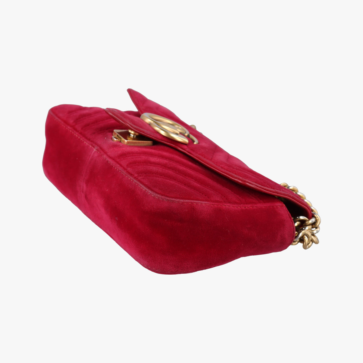 Secondhand Gucci GG Marmont Red velour 446744 shoulderbag | stylenewstar