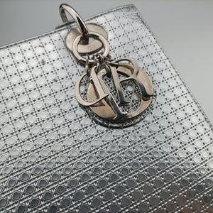 Pre-owned Christian Dior Lady Dior Silver Patent  shoulderbag | stylenewstar