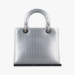 Pre-owned Christian Dior Lady Dior Silver Patent  shoulderbag | stylenewstar