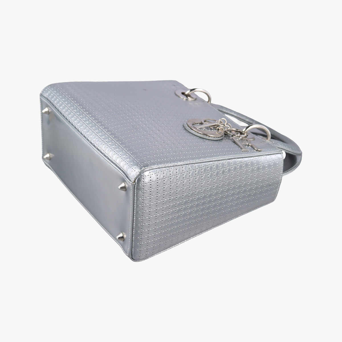 Pre-owned Christian Dior Lady Dior Silver Patent  shoulderbag | stylenewstar