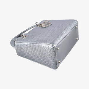 Pre-owned Christian Dior Lady Dior Silver Patent  shoulderbag | stylenewstar