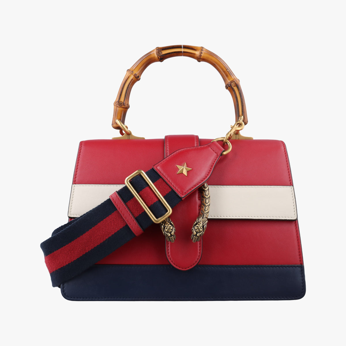 Vintage Gucci Dionysus bamboo ivory×Navy×Red Leather 448075 shoulderbag | stylenewstar