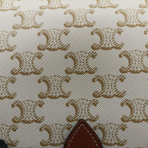 Pre-owned Celine FOLCO Triomphe White×brown PVC coated canvas  shoulderbag | stylenewstar
