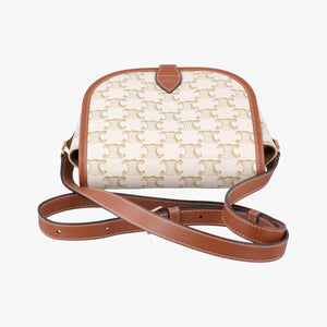 Pre-owned Celine FOLCO Triomphe White×brown PVC coated canvas  shoulderbag | stylenewstar