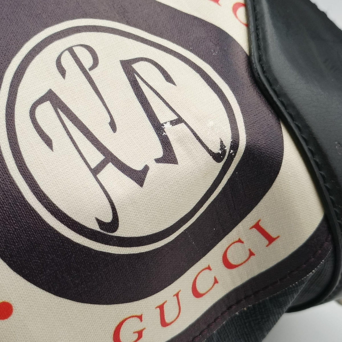 Pre-owned Gucci GG Supreme Carry-On Duffel Black x Multicolour PVC coated canvas×Leather 474131 handbag | stylenewstar