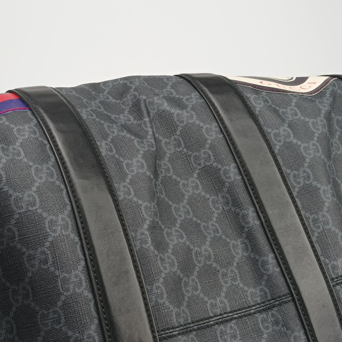 Pre-owned Gucci GG Supreme Carry-On Duffel Black x Multicolour PVC coated canvas×Leather 474131 handbag | stylenewstar