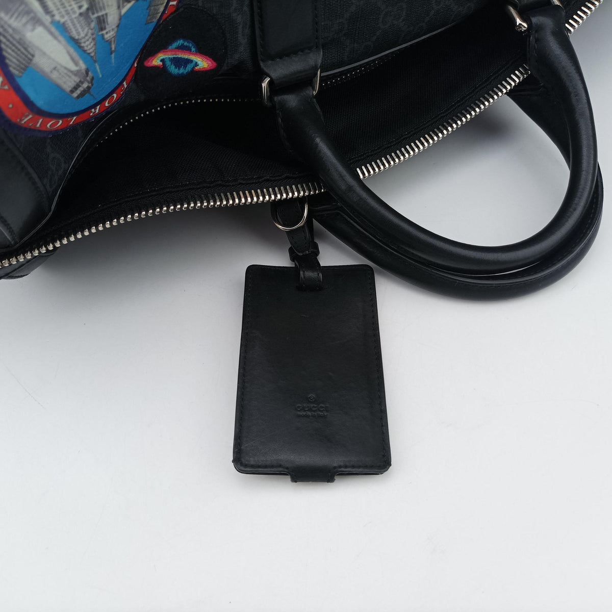 Pre-owned Gucci GG Supreme Carry-On Duffel Black x Multicolour PVC coated canvas×Leather 474131 handbag | stylenewstar