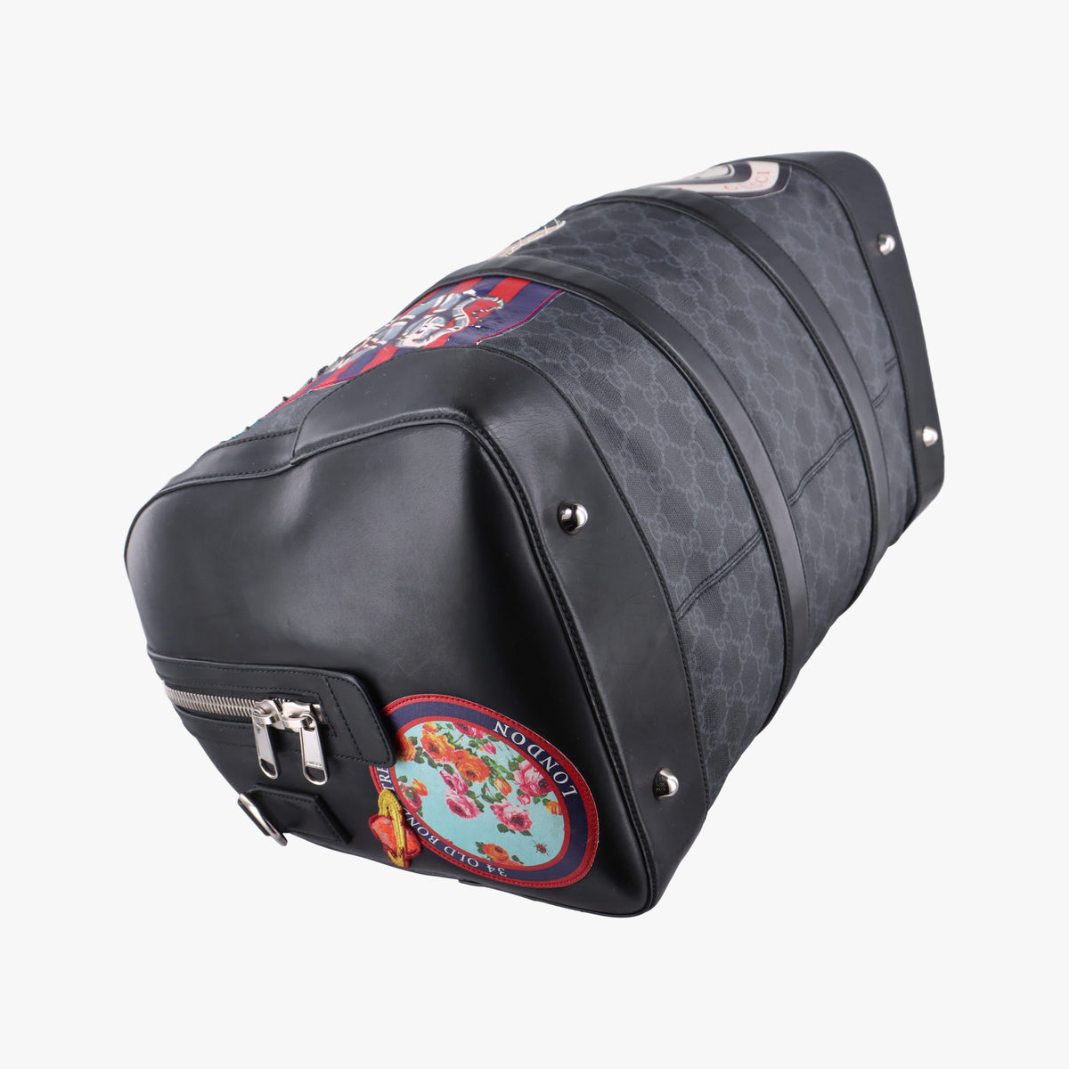 Pre-owned Gucci GG Supreme Carry-On Duffel Black x Multicolour PVC coated canvas×Leather 474131 handbag | stylenewstar