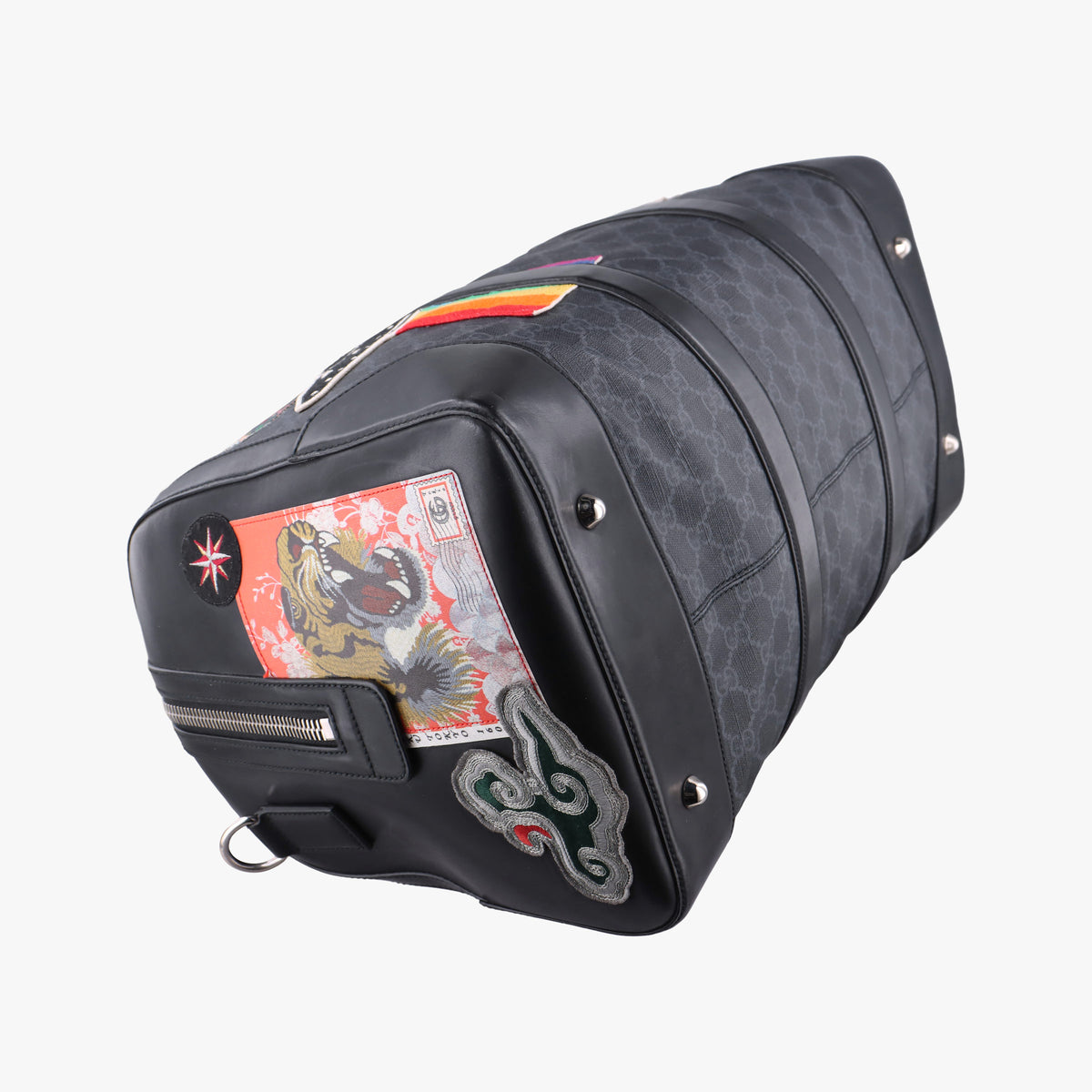Pre-owned Gucci GG Supreme Carry-On Duffel Black x Multicolour PVC coated canvas×Leather 474131 handbag | stylenewstar