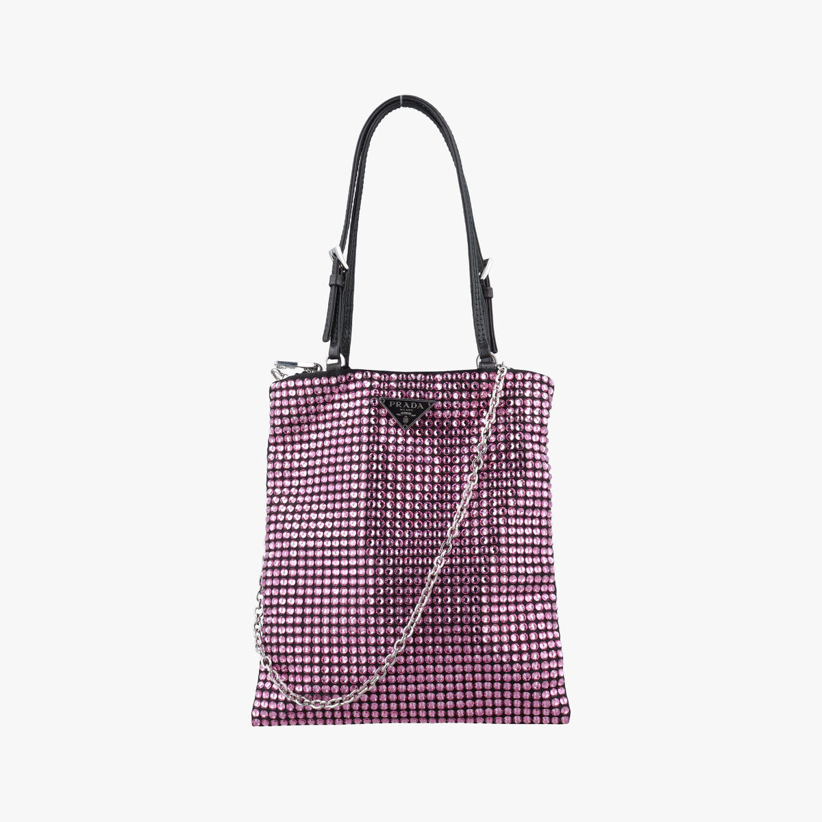 Secondhand Prada Rosa Satin Crystal Mini Tote Purple Rhinestone 1BA253 shoulderbag | stylenewstar