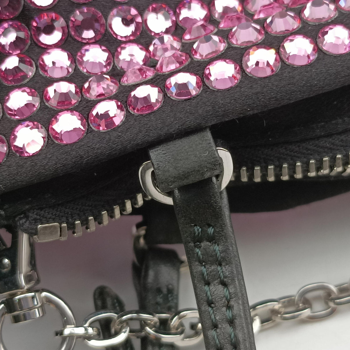 Secondhand Prada Rosa Satin Crystal Mini Tote Purple Rhinestone 1BA253 shoulderbag | stylenewstar